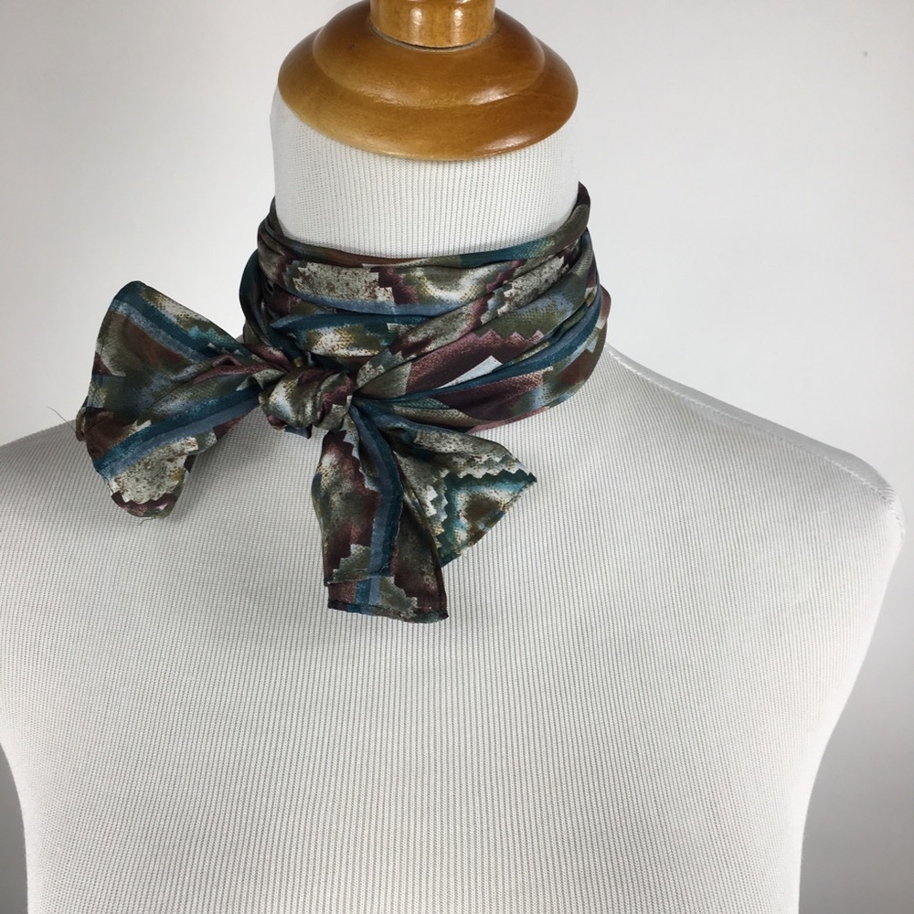 Aztec Southwest Pattern Scarf Vintage 1980s